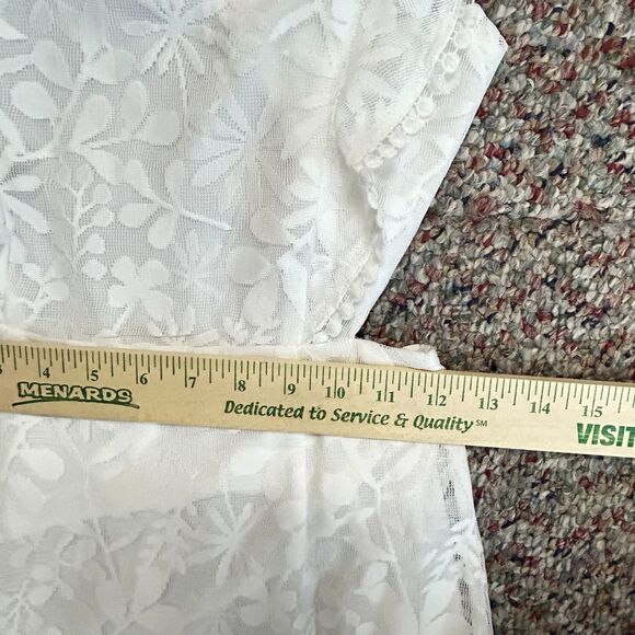 Hello Molly White Pinafore Floral Mesh Lace Open Back Mini Dress Size S - Picture 7 of 16